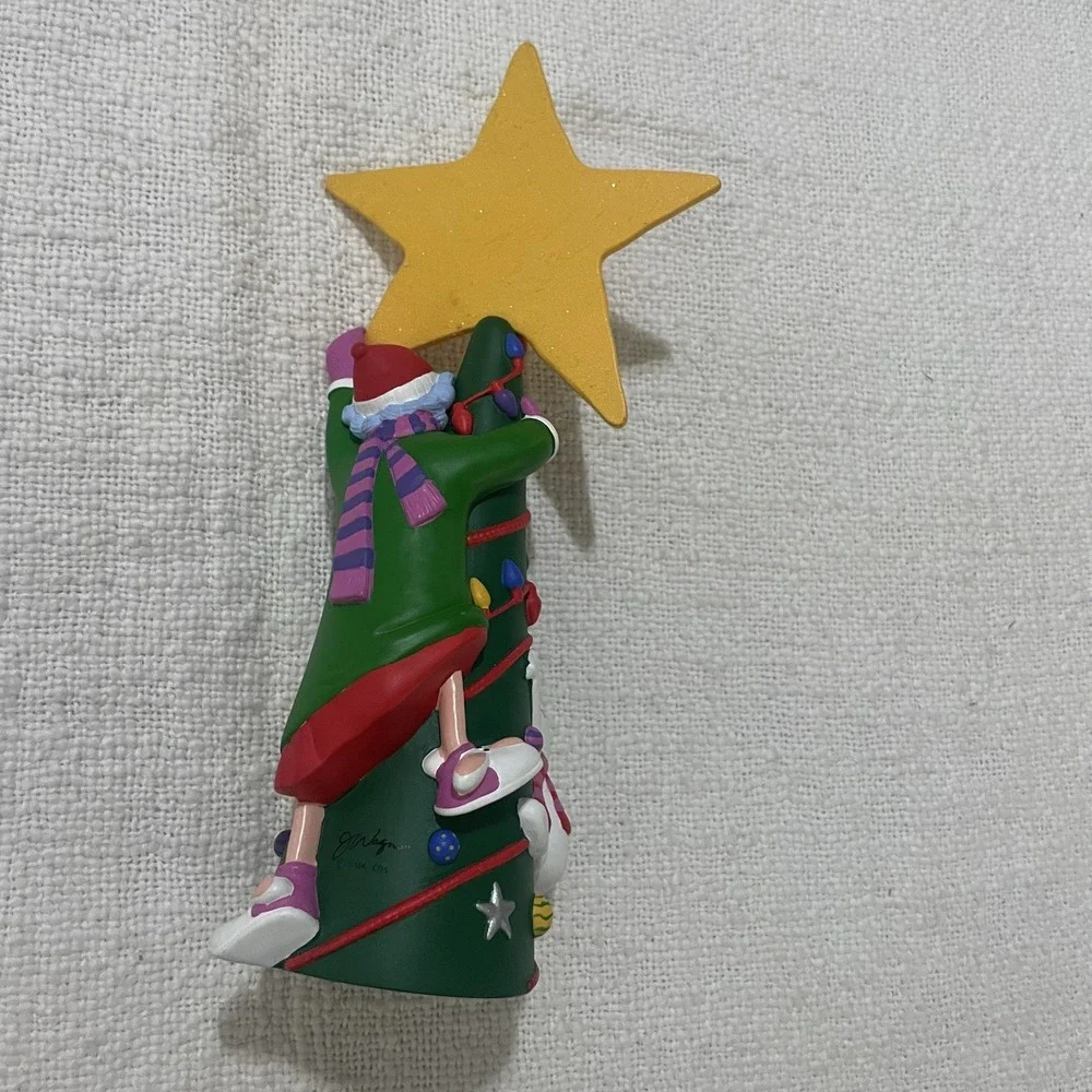 Maxine & Dog Floyd Decorating Christmas Tree‎ Large Gold Star Figurine 9 3/4
